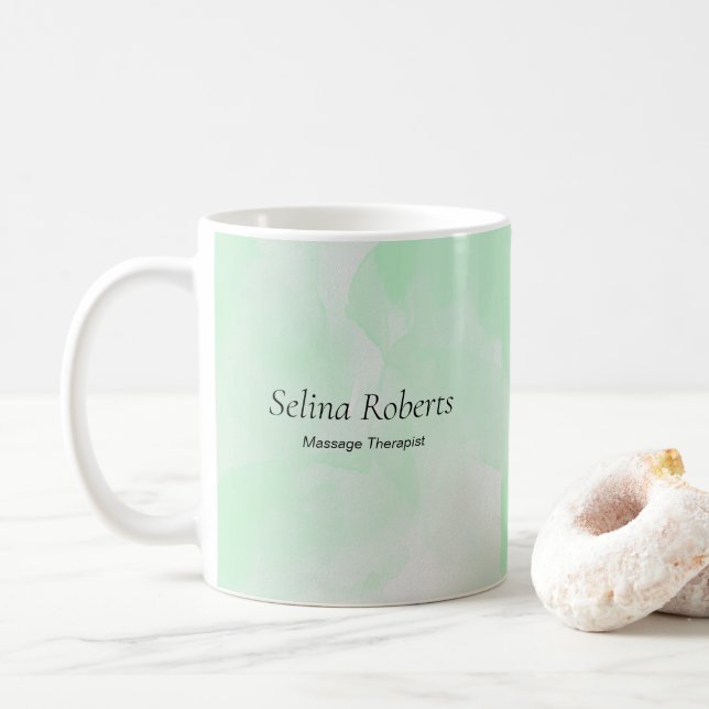 Benutzerdefinierter Name grüne Wasserfarbe Kaffeetasse (Mit Donut)