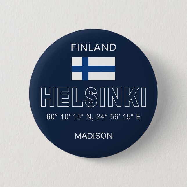 Benutzerdefinierter Name Helsinki Koordinaten Button (Vorderseite)