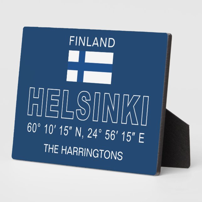 Benutzerdefinierter Name Helsinki Koordinaten Fotoplatte (Seite)