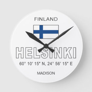 Benutzerdefinierter Name Helsinki Koordinaten Runde Wanduhr
