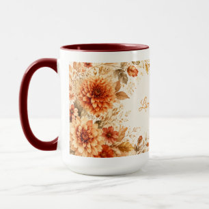 Benutzerdefinierter Name Herbst Floral Live Laugh Tasse