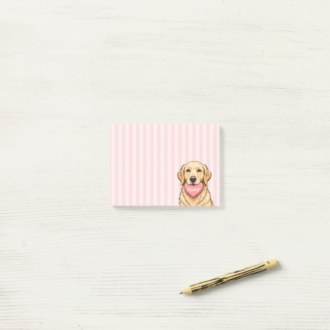 Benutzerdefinierter Name Hund mit Herz Frohen Vale Post-it Klebezettel (Auf Schreibtisch)