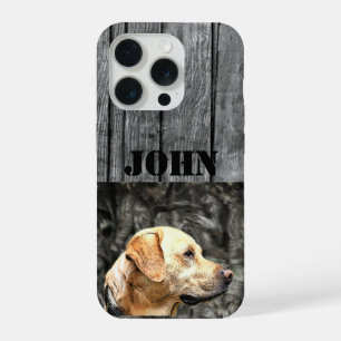 Benutzerdefinierter Name Jagdhund Rustikal Gelber  iPhone 15 Pro Hülle