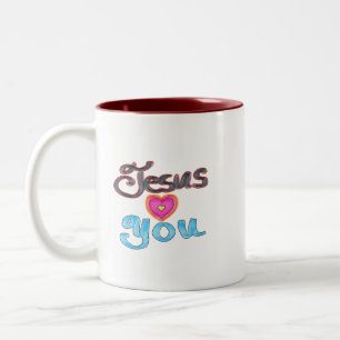 Benutzerdefinierter Name Jesus liebt dich mit rosa Zweifarbige Tasse