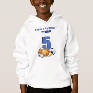 Benutzerdefinierter Name Junge 5. Geburtstag Sport Hoodie
