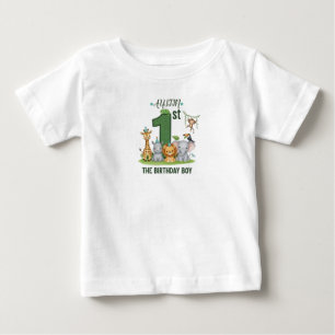 Benutzerdefinierter Name Jungen Dschungel 1. Gebur Baby T-shirt