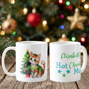 Benutzerdefinierter Name Katze grün blau heiße Sch Kaffeetasse