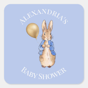 Benutzerdefinierter Name klassischer Hase in Blau Quadratischer Aufkleber