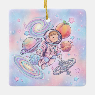 Benutzerdefinierter Name Kleiner Astronaut Junge W Keramikornament
