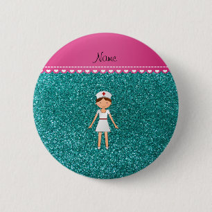 Benutzerdefinierter Name Krankenschwester Pastell Button