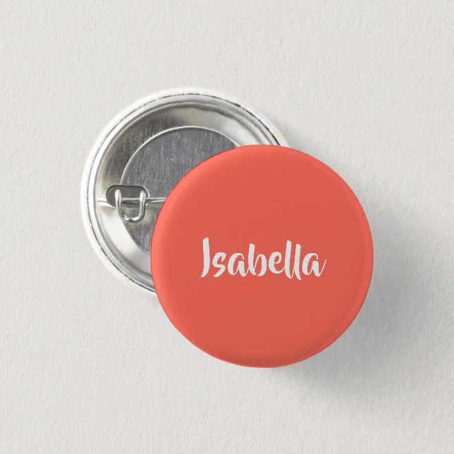 Benutzerdefinierter Name lebendige lebhafte Korall Button (Vorne & Hinten)
