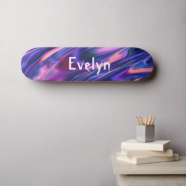 Benutzerdefinierter Name Lila Abstrakter Cyberpunk Skateboard (Wandkunst (Horz))