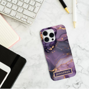 Benutzerdefinierter Name Lila Marmor Gold Druck Pe iPhone 16 Pro Max Hülle