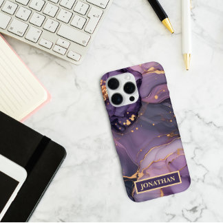 Benutzerdefinierter Name Lila Marmor Gold Druck Pe iPhone 16 Pro Max Hülle