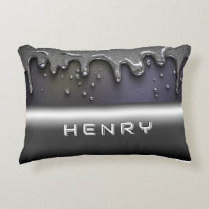 Benutzerdefinierter Name Liquid Chrome Drip Luxus  Dekokissen