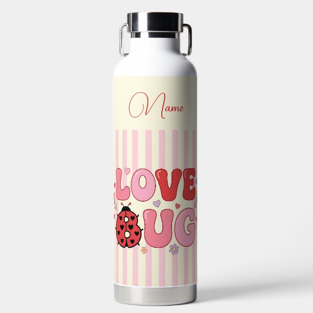 Benutzerdefinierter Name Love Bug Valentinstag Mar Trinkflasche (Vorderseite)