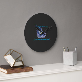 Benutzerdefinierter Name Love You to the Moon Wass Große Wanduhr