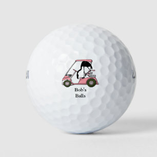 Benutzerdefinierter Name Lustiger Golfwagen Flamin Golfball