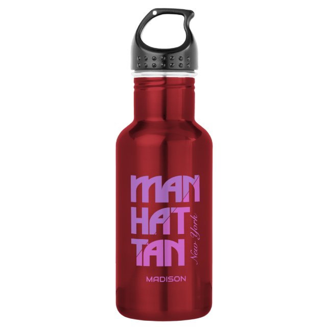 Benutzerdefinierter Name Manhattan New York Edelstahlflasche (Vorderseite)