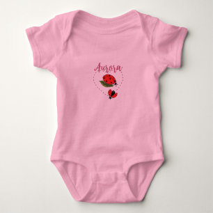 Benutzerdefinierter Name Marienkäfer Rosa Baby-Bod Baby Strampler