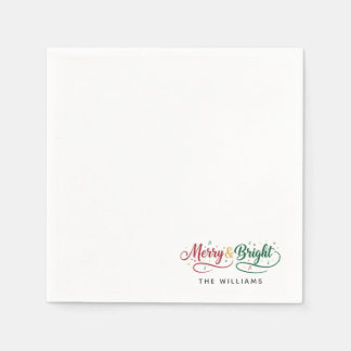 Benutzerdefinierter Name Merry & Bright Script Min Serviette