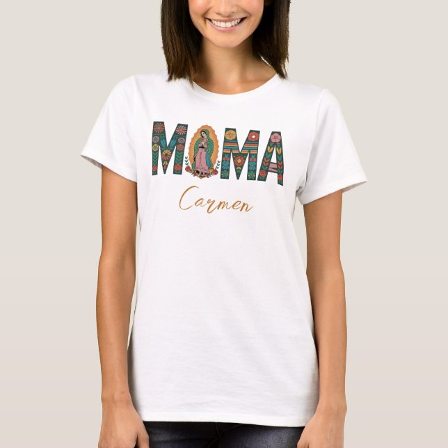 Benutzerdefinierter Name Mexican Mama T-Shirt (Vorderseite)