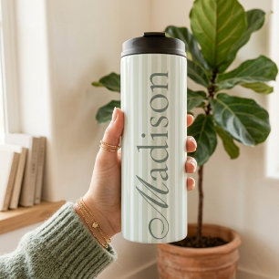 Benutzerdefinierter Name Mint gestreifter Tumbler Thermosbecher