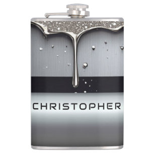 Benutzerdefinierter Name mit tropfendem flüssigem  Flachmann