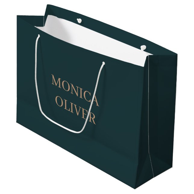Benutzerdefinierter Name modern minimalistisch pro Große Geschenktüte (Vorderseite Schrägansicht)