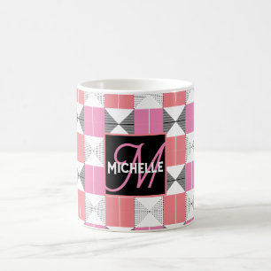 Benutzerdefinierter Name Modern Rosa & Schwarze Ge Kaffeetasse