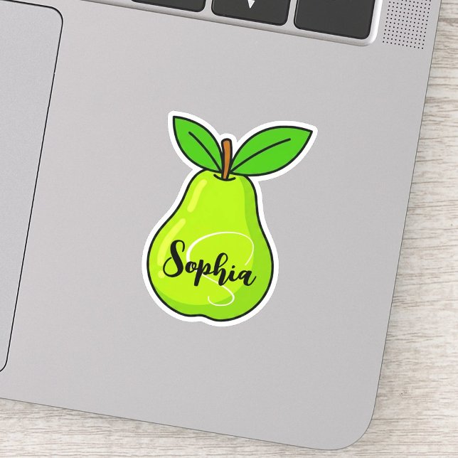 Benutzerdefinierter Name & Monogramm | Kawaii Süße Aufkleber (personalized monogram educator label, aesthetic pear laptop sticker, waterproof teacher water bottle)