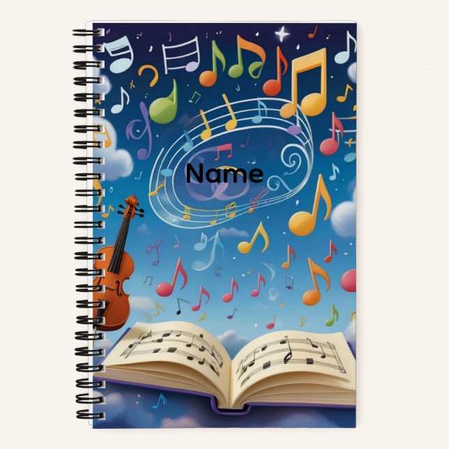 Benutzerdefinierter Name Musiknoten Notizbuch (Vorderseite)