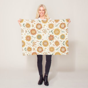 Benutzerdefinierter Name Niedlicher Boho-Sonnenblu Fleecedecke