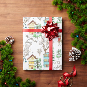Benutzerdefinierter Name Nordischer Winter Hygge R Geschenkpapier