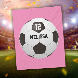Benutzerdefinierter Name Nummer Fußball Pink Fleecedecke
