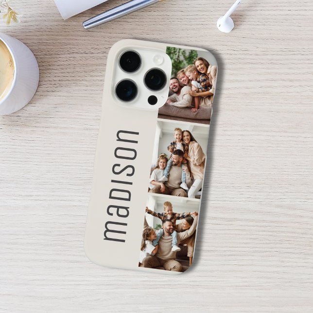 Benutzerdefinierter Name oder Text 3 Foto-Collage Case-Mate iPhone Hülle (Custom Name or Text 3 Photo Collage iPhone 16 Pro Case)