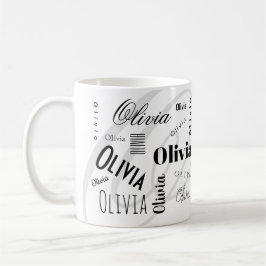 Benutzerdefinierter Name Olivia Schwarz Weiß Kaffe Kaffeetasse