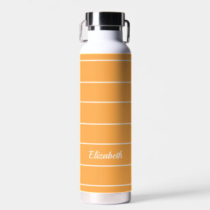 Benutzerdefinierter Name Orange Weiß Gestreift Mod Trinkflasche