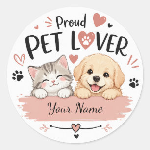 Benutzerdefinierter Name Pet Lover Aufkleber mit s