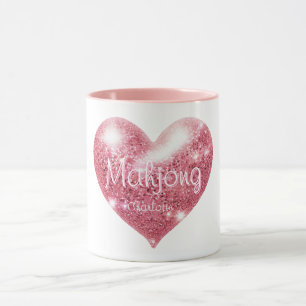 Benutzerdefinierter Name Pink Glitter Herz Elegant Tasse
