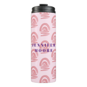 Benutzerdefinierter Name Pink Rainbow Muster Thermosbecher