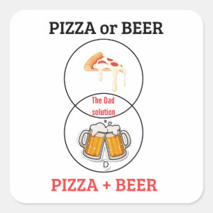 Benutzerdefinierter Name Pizza und Bier Lustiger A Quadratischer Aufkleber