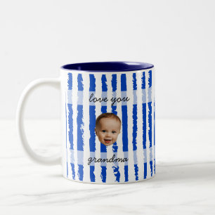 Benutzerdefinierter Name Preppy Blau Gestreifte Ba Zweifarbige Tasse