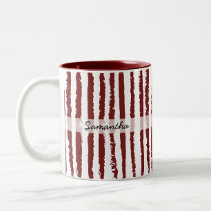 Benutzerdefinierter Name Preppy Marineblau Gestrei Zweifarbige Tasse