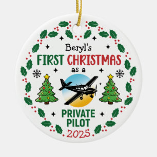 Benutzerdefinierter Name Privatpilot erstes Weihna Keramik Ornament