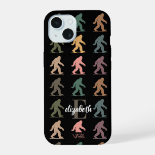 Benutzerdefinierter Name Retro Bigfoot Wald Kunst  iPhone 15 Hülle
