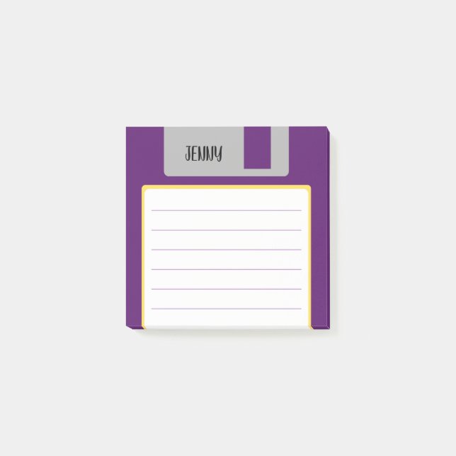 Benutzerdefinierter Name Retro-Diskette, Y2K und 9 Post-it Klebezettel (Vorderseite)
