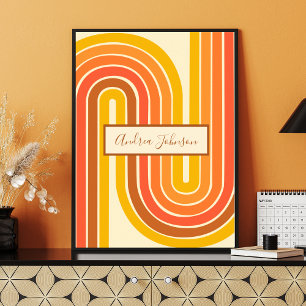 Benutzerdefinierter Name Retro-Regenbogen-Streifen Poster