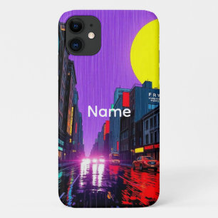 Benutzerdefinierter Name Retro-Urbaner-Regenstädte Case-Mate iPhone Hülle