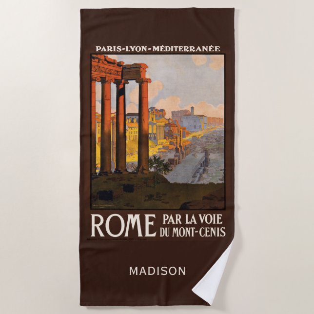 Benutzerdefinierter Name Rom Italien Vintage Reise Strandtuch (Vorderseite)
